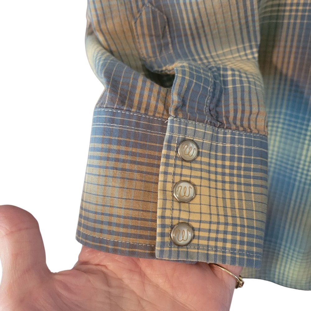 Wrangler vintage mens plaid western cowboy snap down shirt - XL.         L50 - Picture 7 of 9